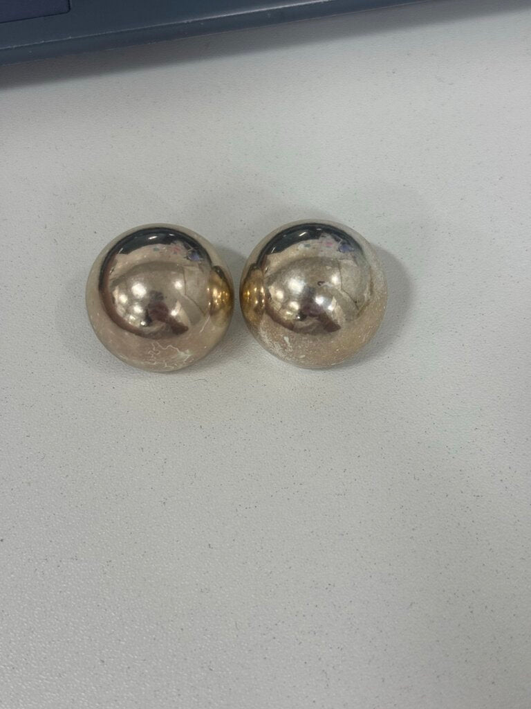 Silver Tone Dome Earrings