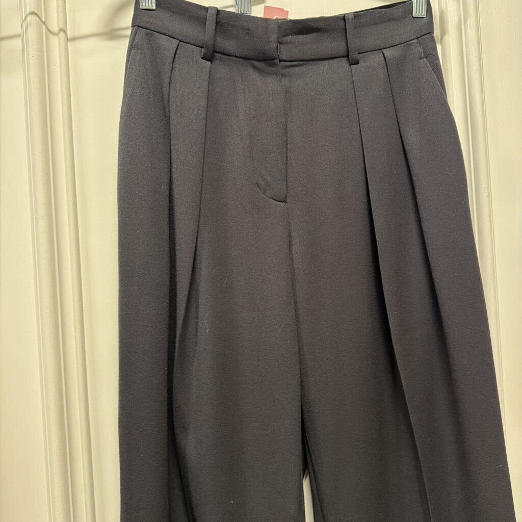 Black Poly/Rayon Pleated Trouser