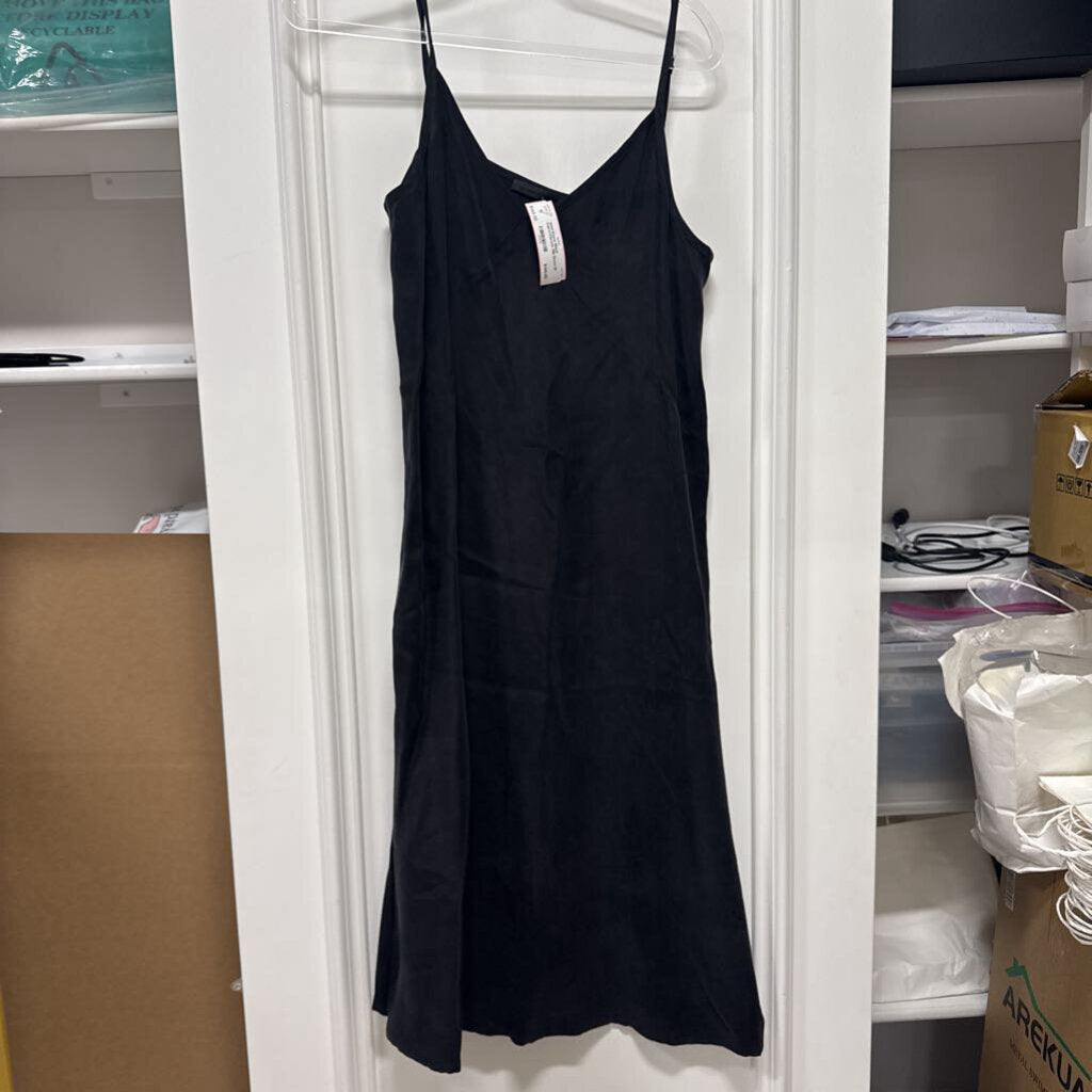 Black Cupro/Viscose Slip Dress