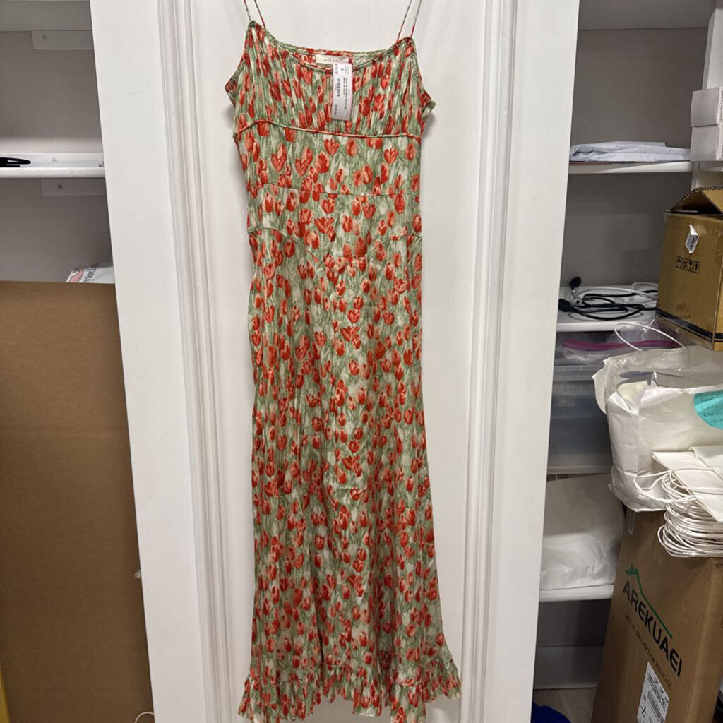 Green/Red Floral Silk Blend Dress