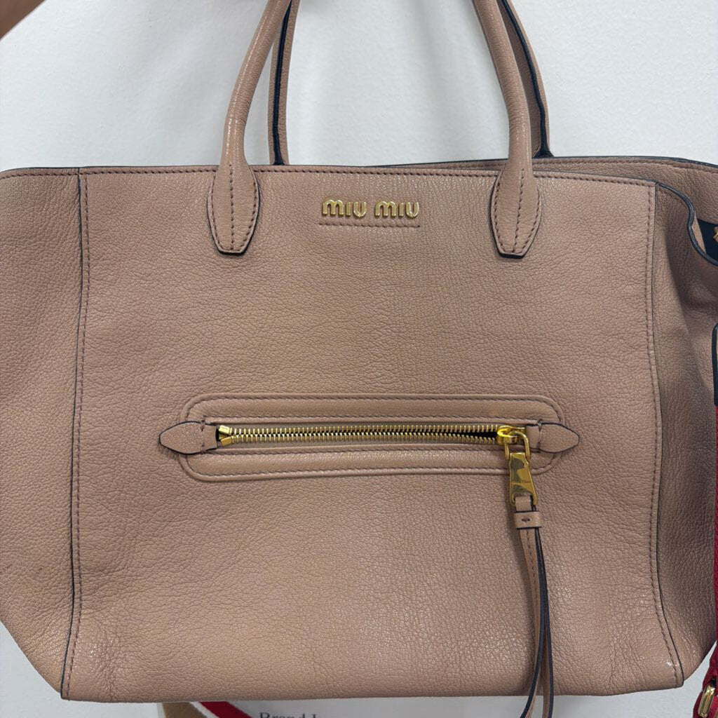Nude Leather Top Handle Tote