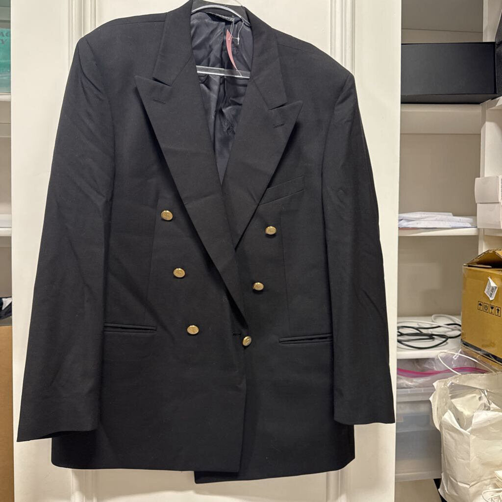 Vintage Black Double Breasted Wool Blazer