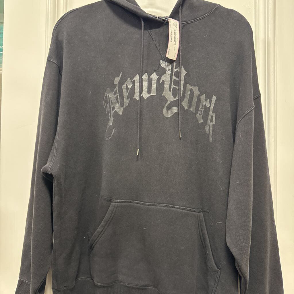Black Cotton/Lyocell Graphic Hoodie