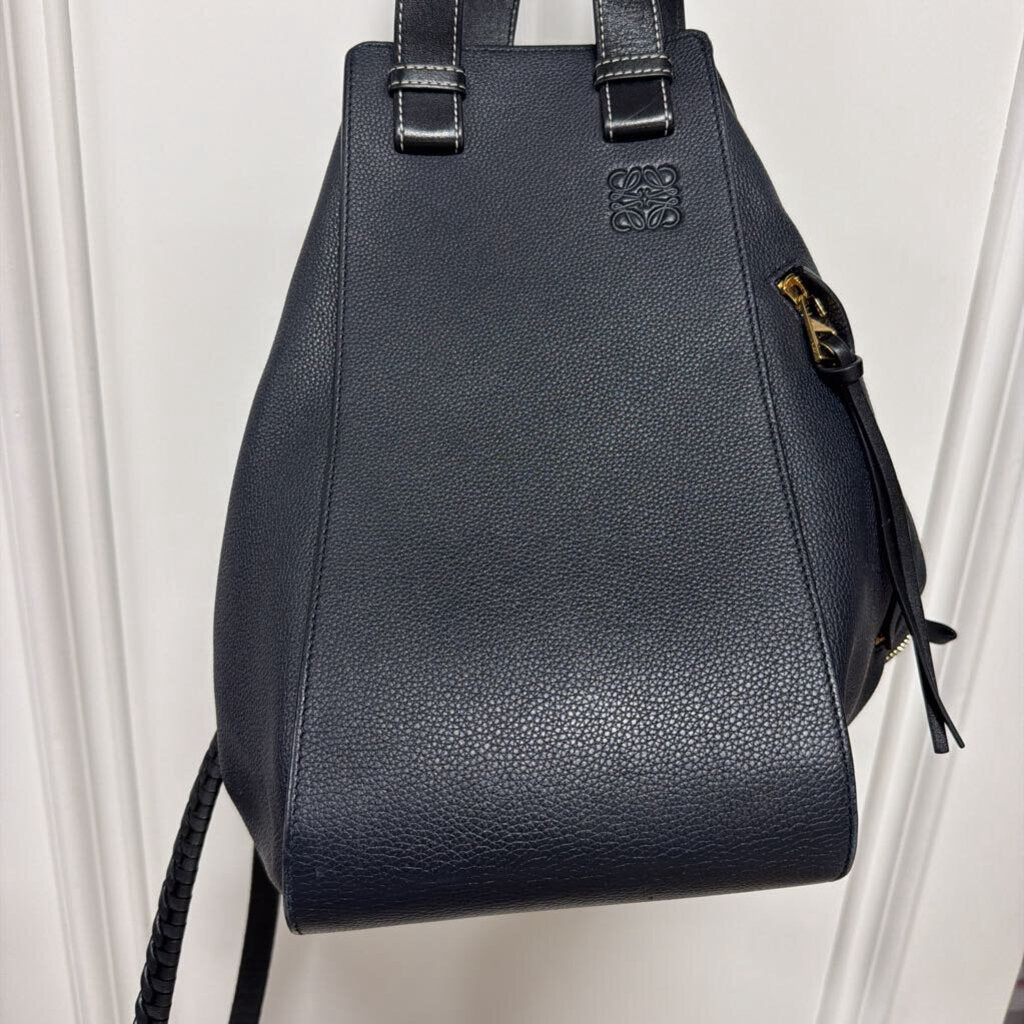 Navy Leather Hammock Handbag
