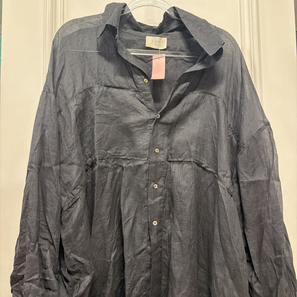 DISSH Black Ramie Oversized Top