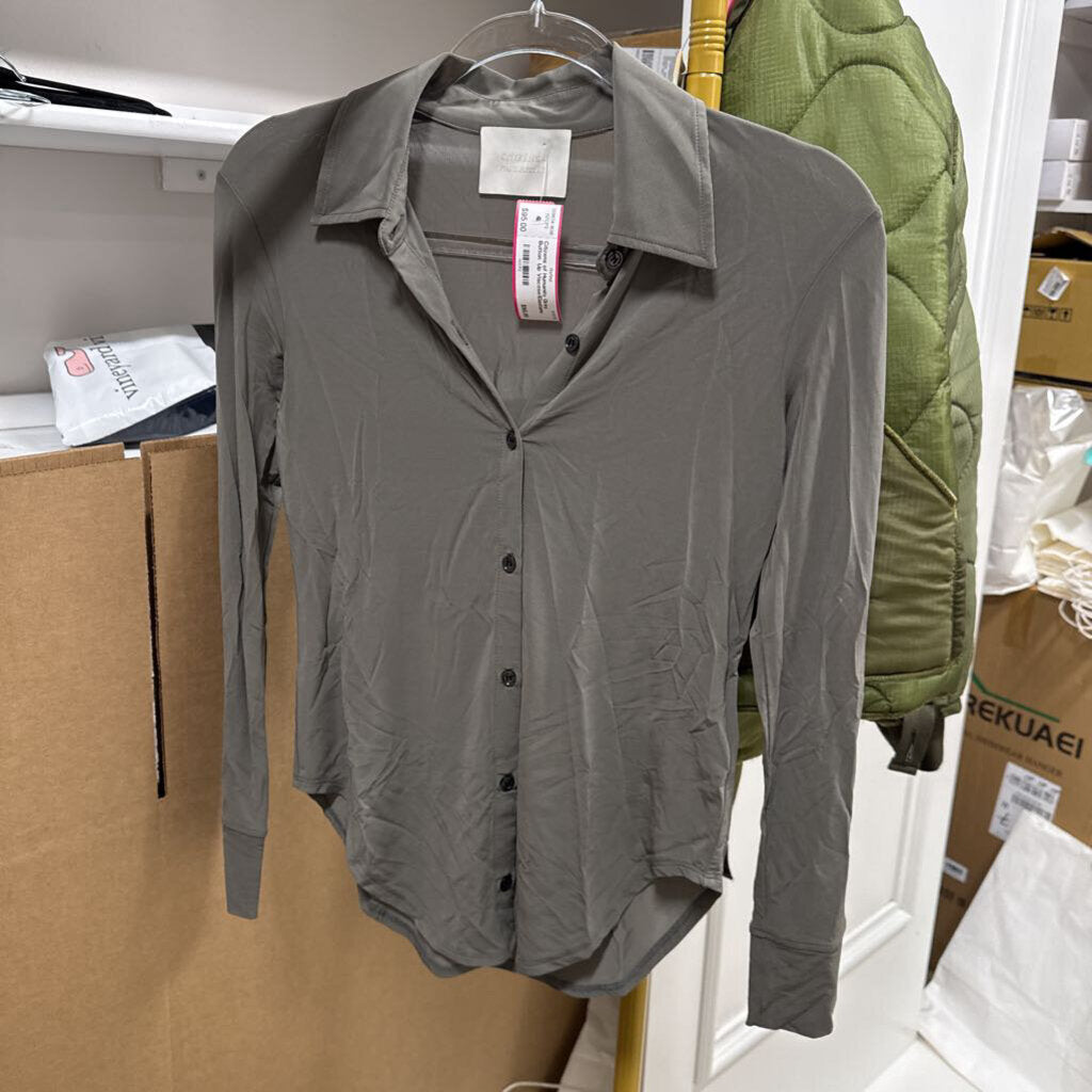Grey Button Up Viscose/Elastane Shirt
