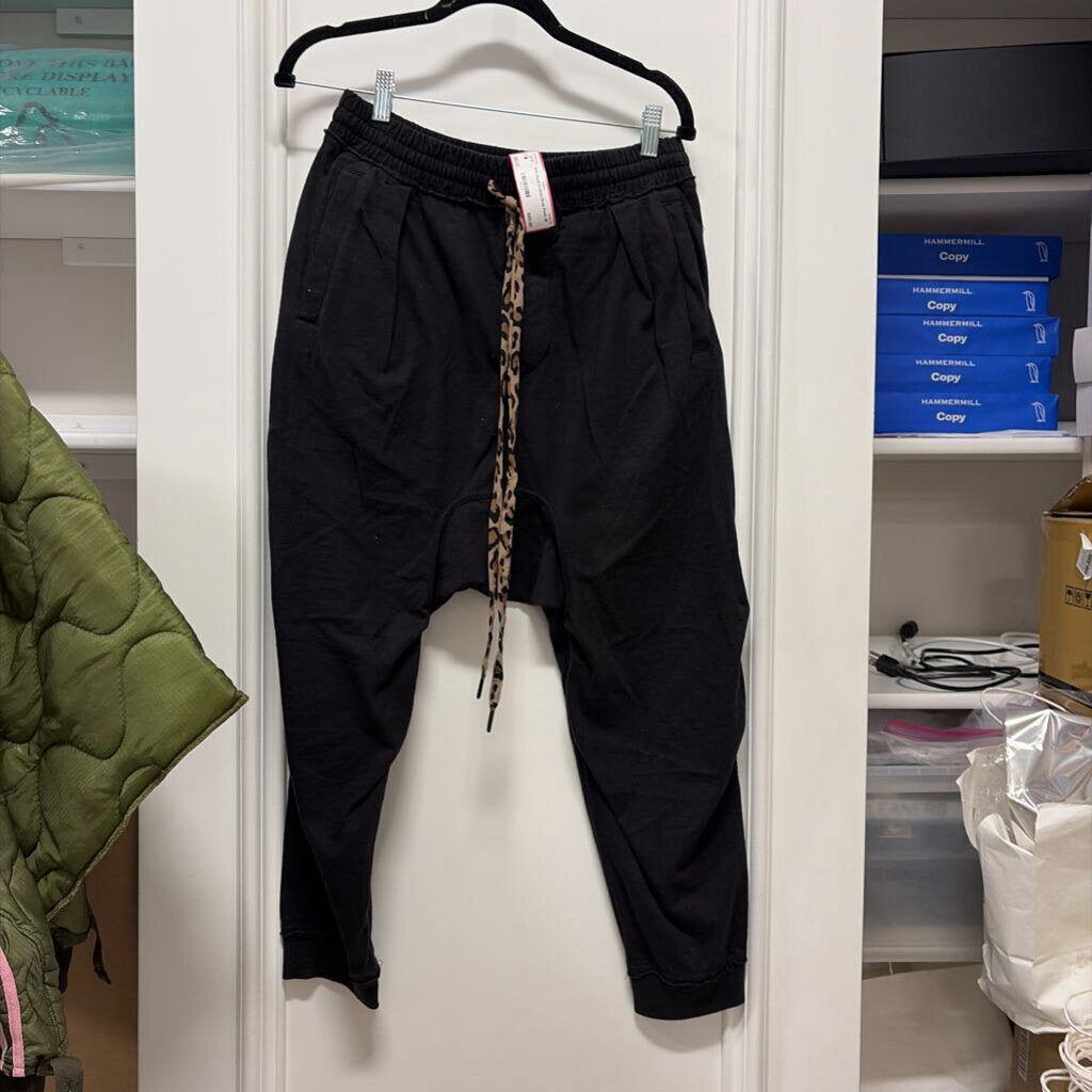Black Cotton Drop Pant, M