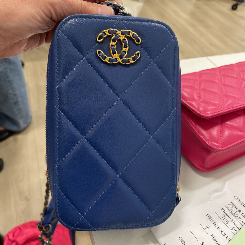 Blue Lambskin 19 Phone Bag 2020