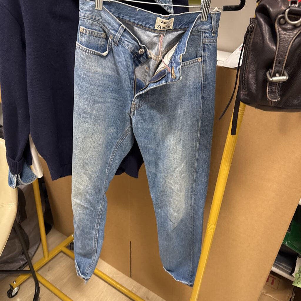 Medium Wash Denim Straight Leg Zip Jean