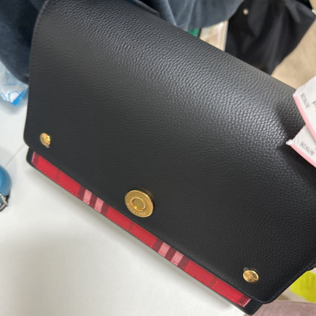 Black Leather Red Plaid Crossbody (WT 1595)
