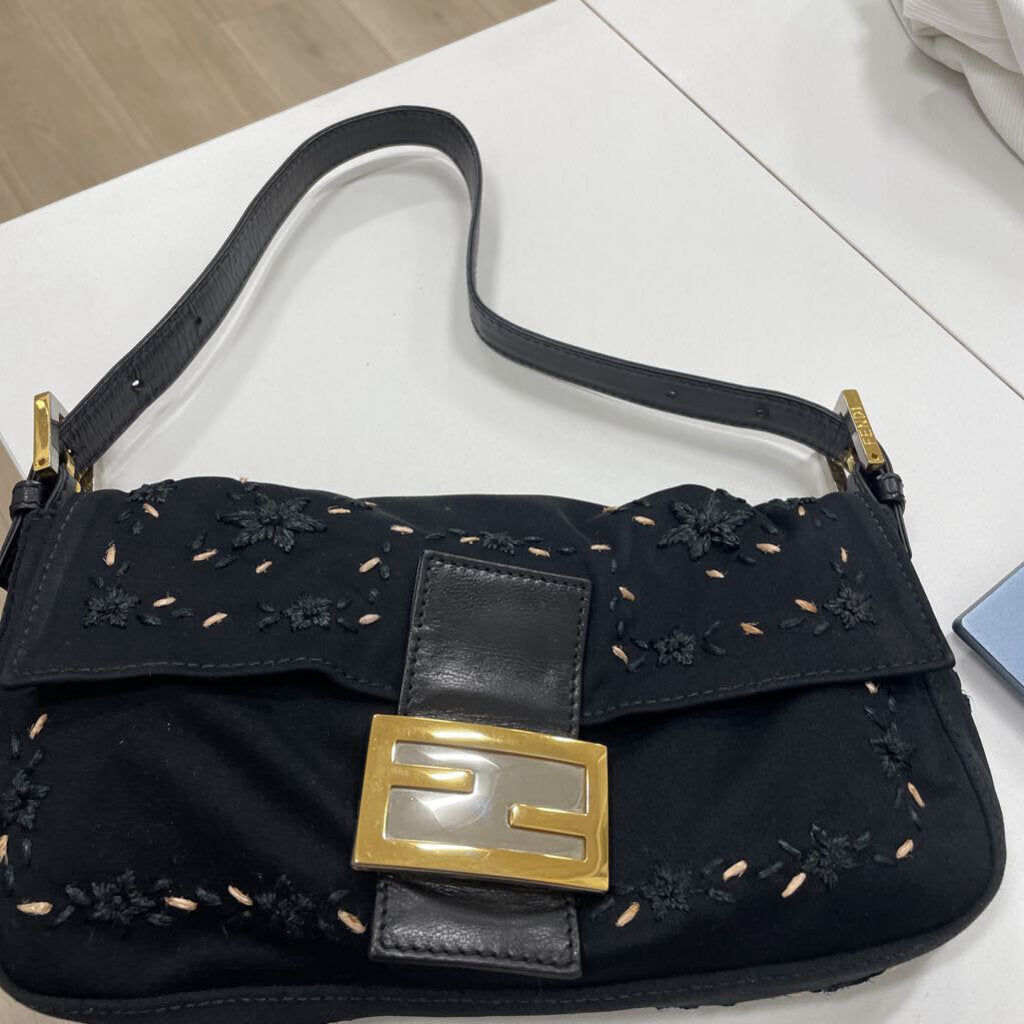 Black Studded Embroidered Bag