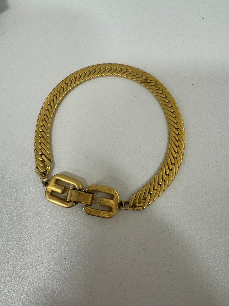 Gold Tone Herringbone Chain Bracelet