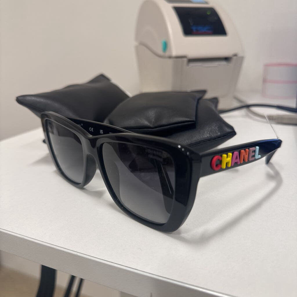 Black Butterfly Sunglasses w/ Multi Chanel