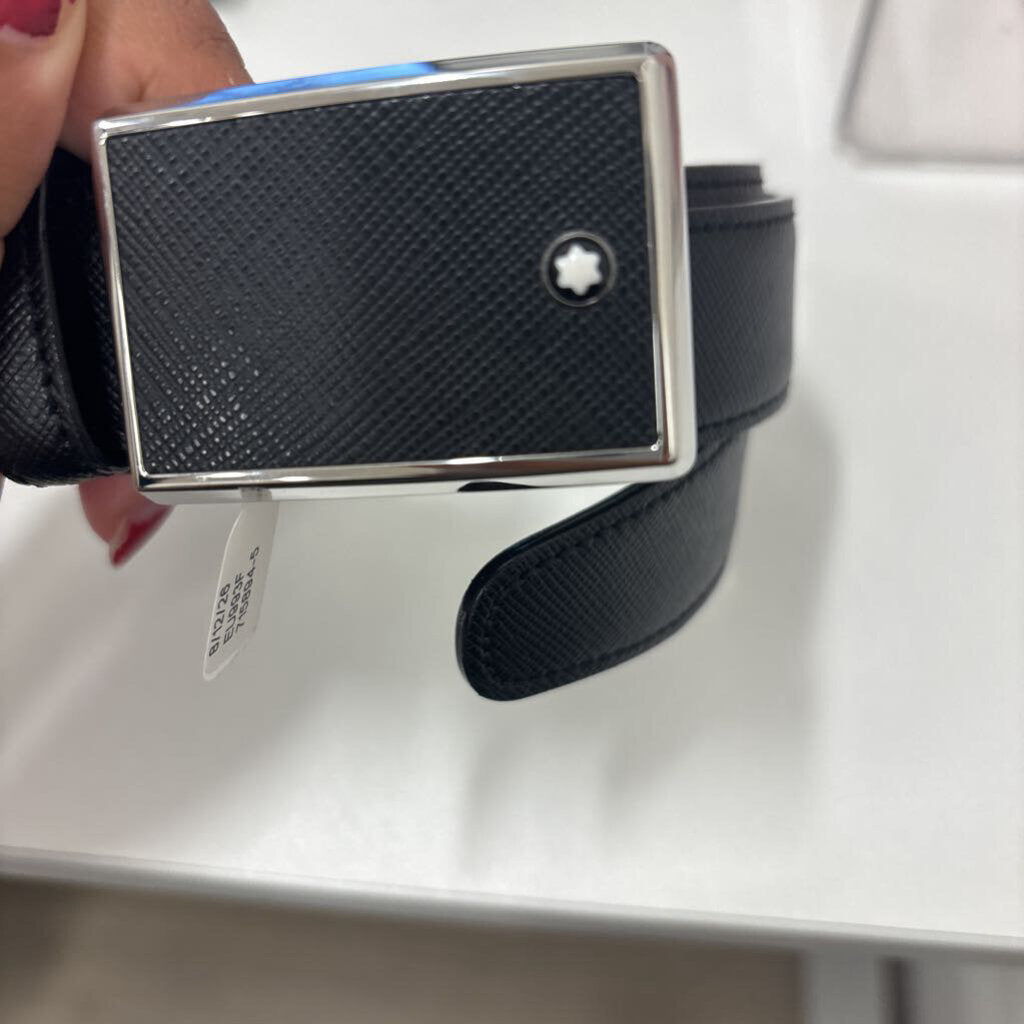 Mont Blanc Black Leather Belt