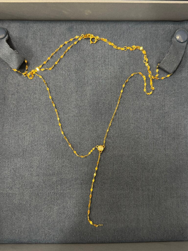 10k Yellow Gold Diamond Lariat Necklace w/ Box