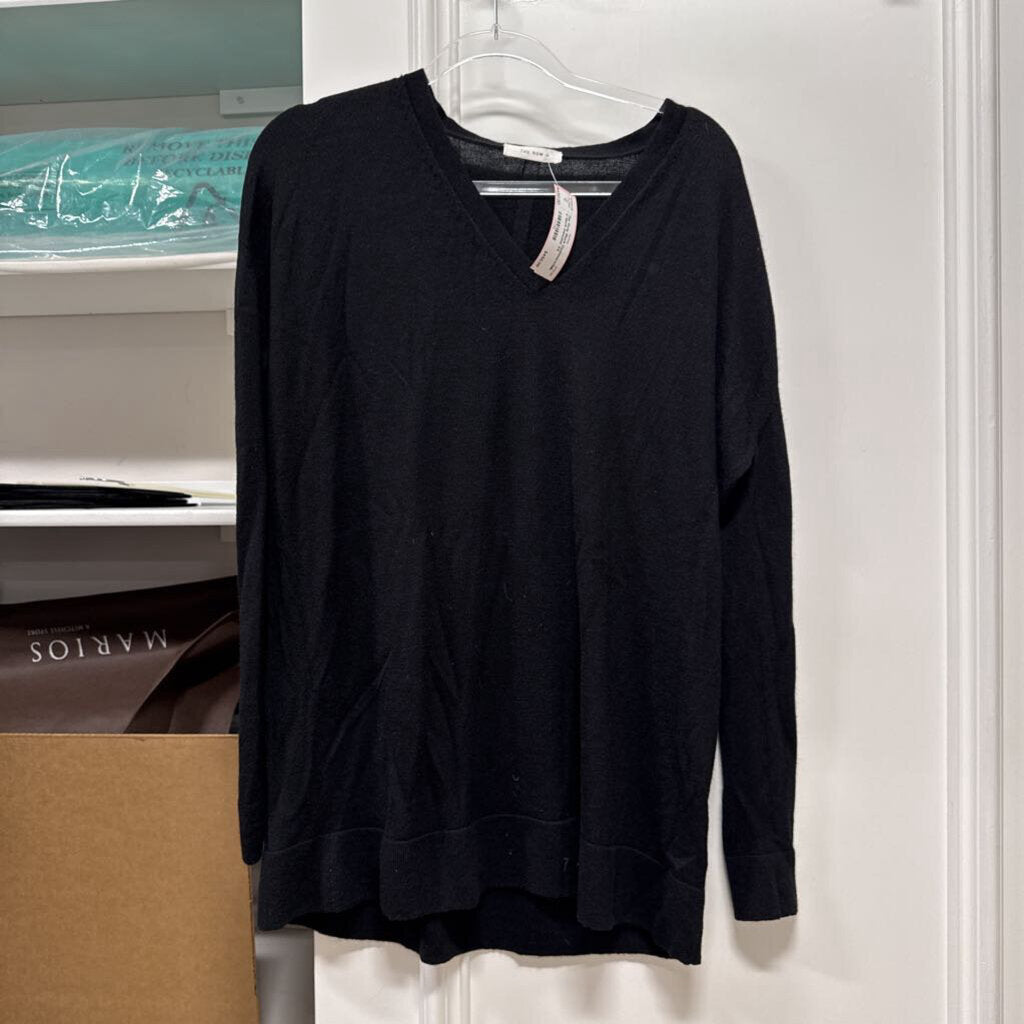 Black Cashmere/Silk V Neck Sweater