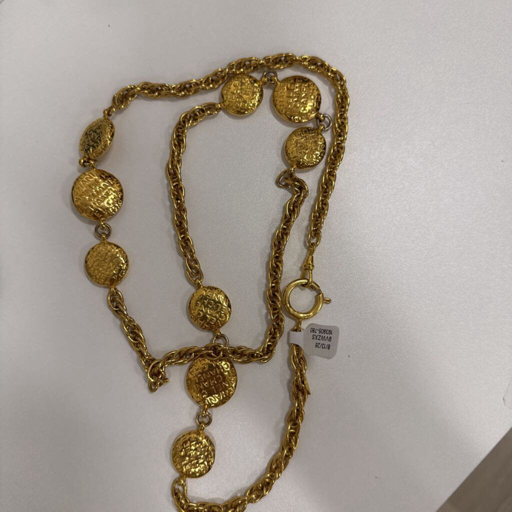 Gold Chanel Coin Necklace