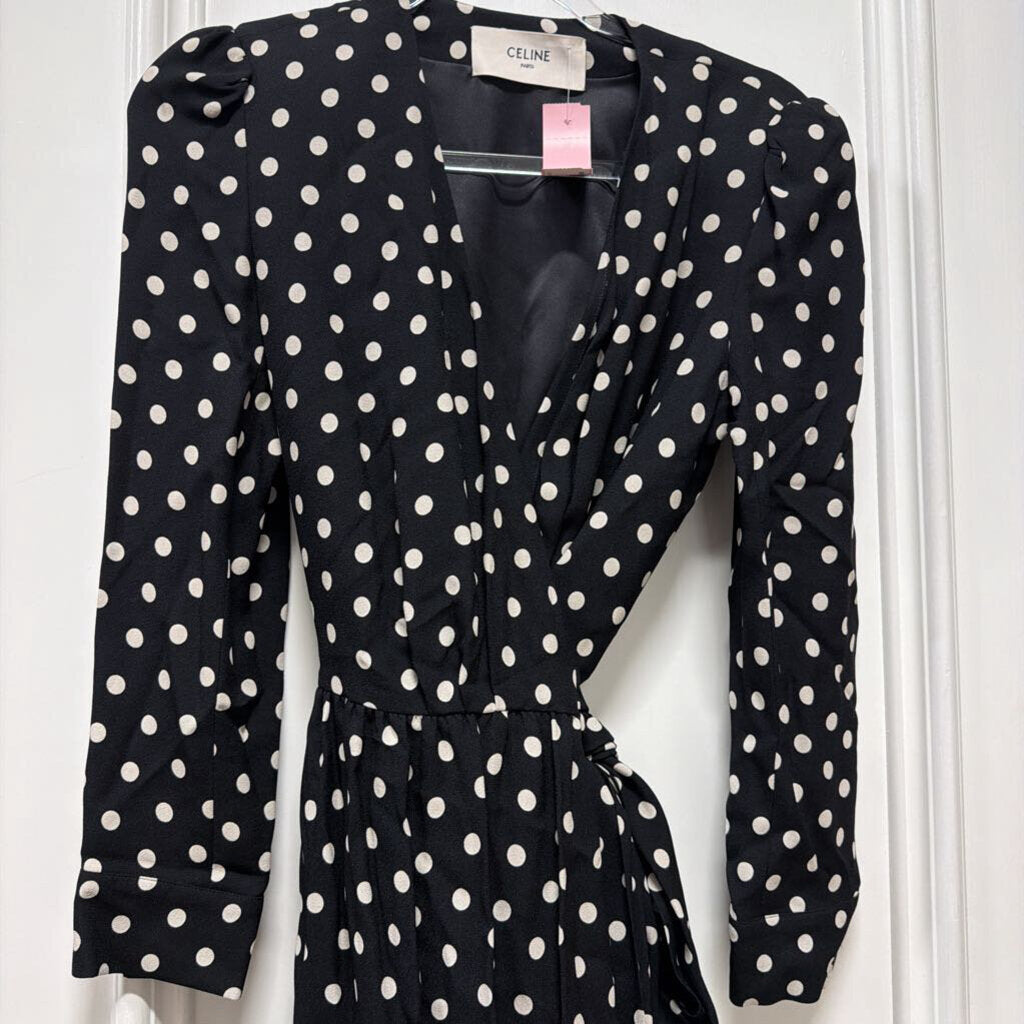 Black/White Viscose Midi Dress
