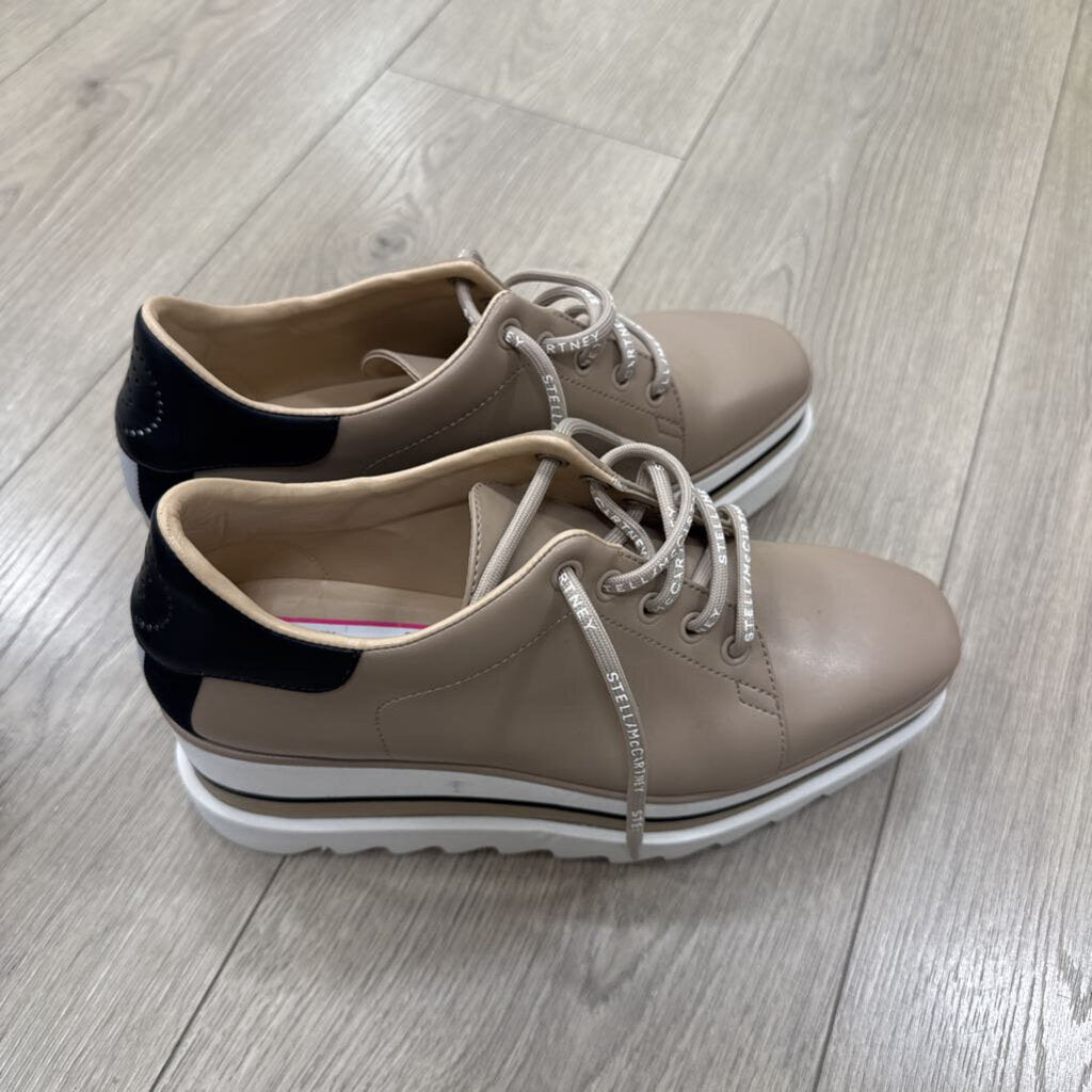 Tan/Black Leather Platform Sneaker