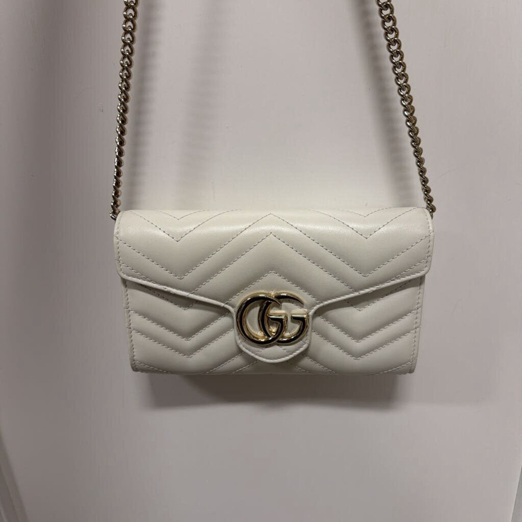 White Chevron Quilted Marmont WOC