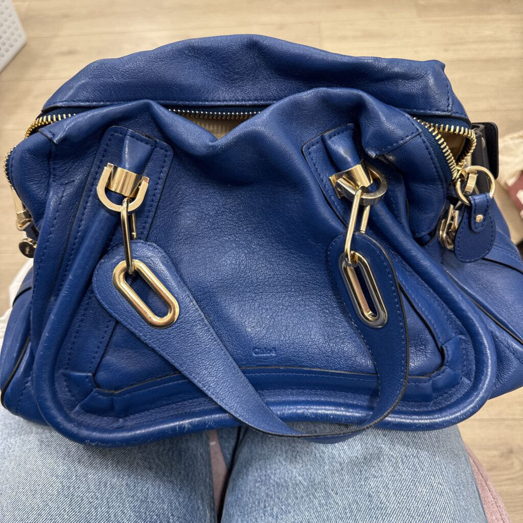 Blue Leather Paraty Handbag