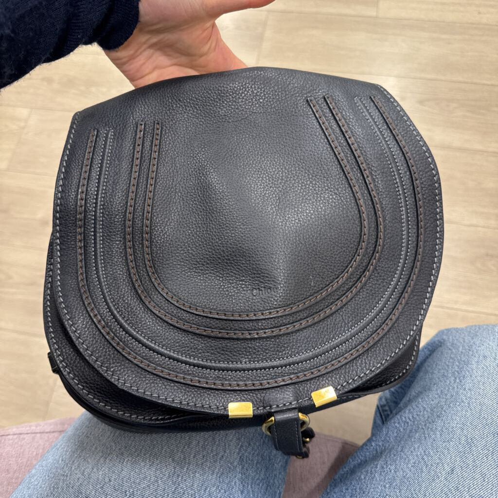 Black Leather Marcie Crossbody