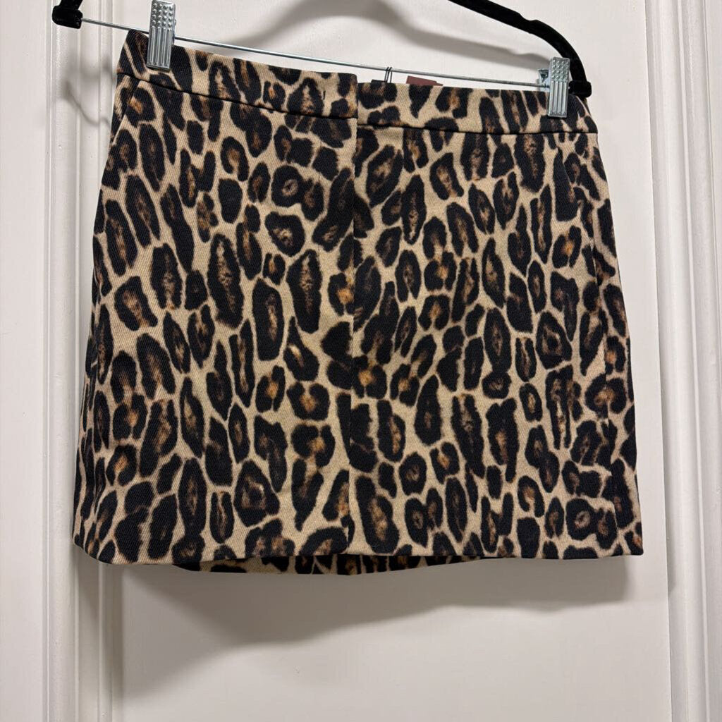Brown Leopard Print Wool Mini Skirt (NWT 375)