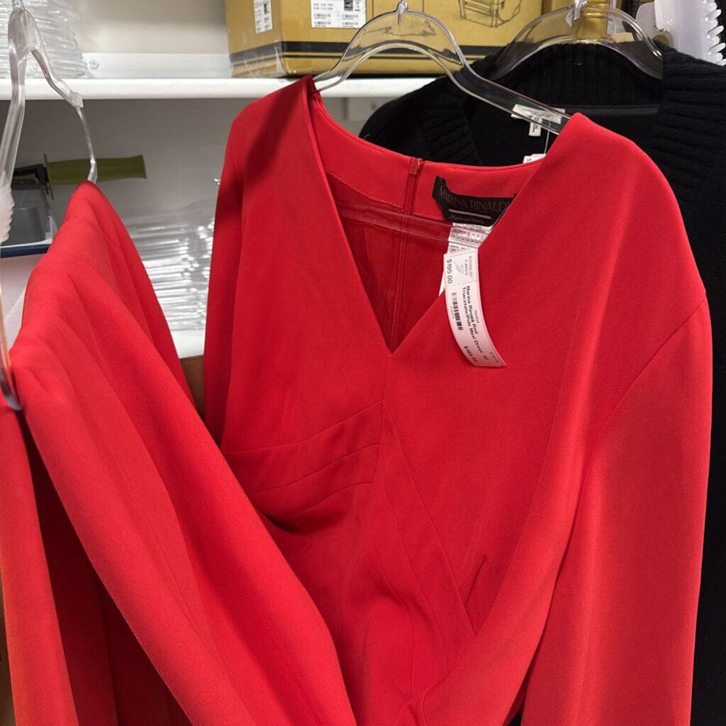 Red Triacetate/Poly Maxi Dress