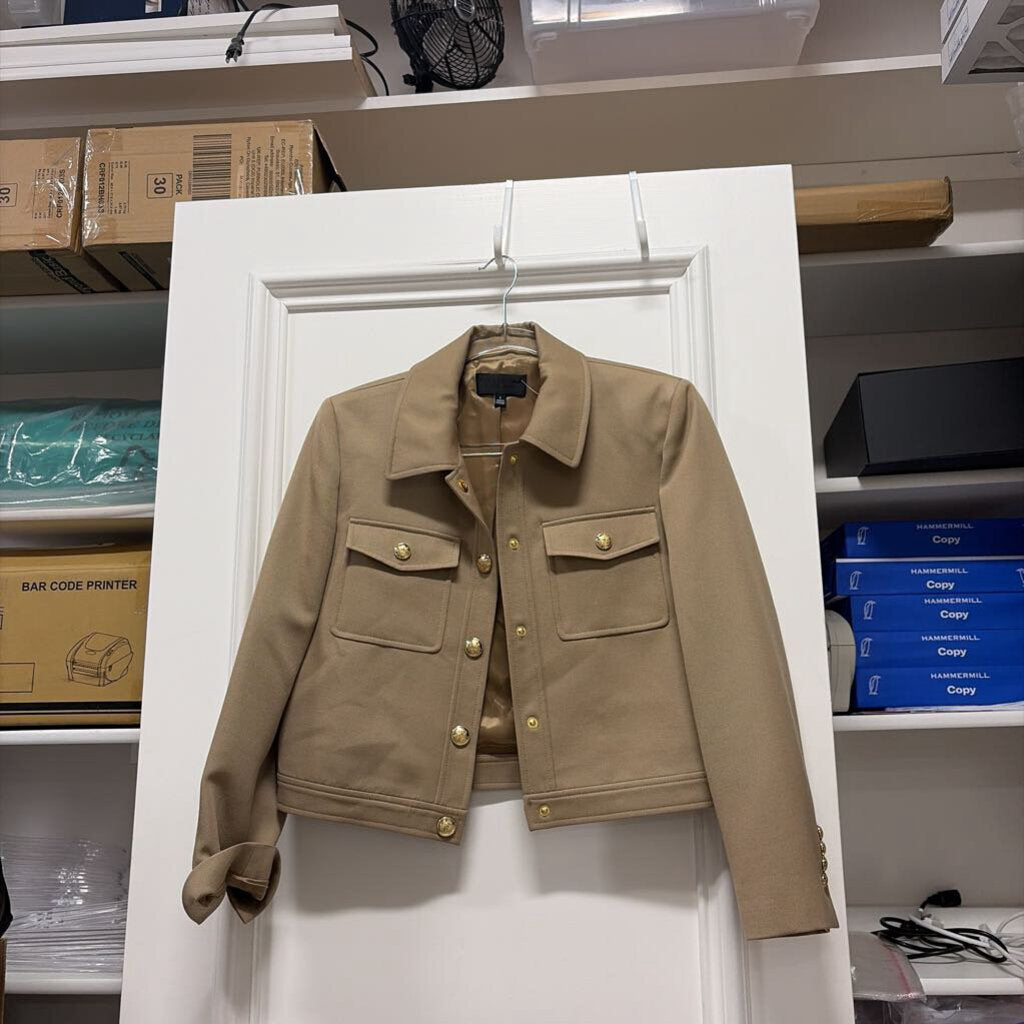 Beige Wool Cropped Jacket