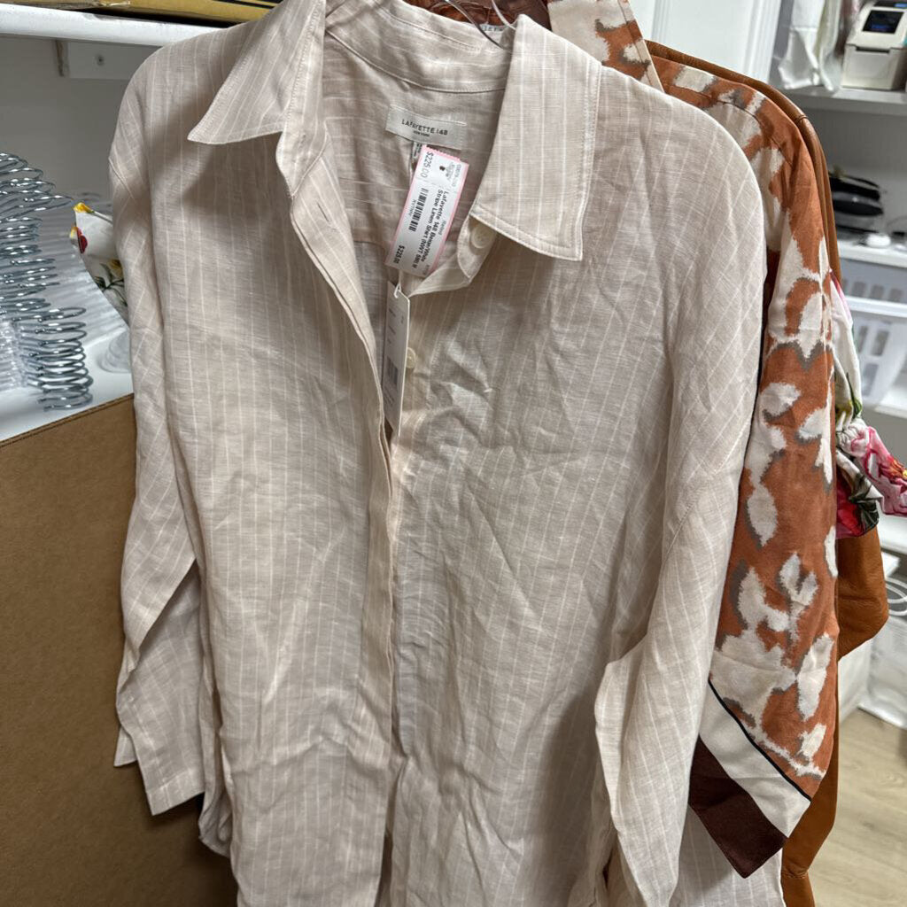 Beige/White Stripe Linen Shirt (NWT 598)