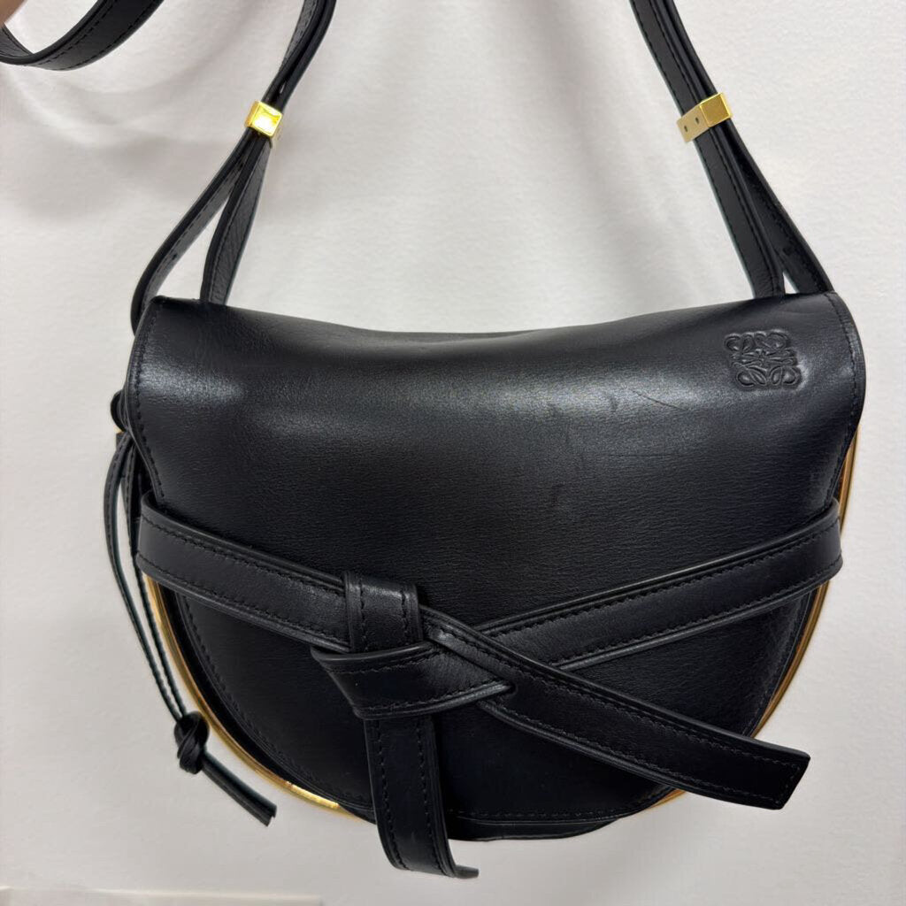 Black Leather Metal Gate Bag