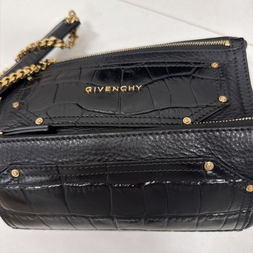 Black Leather Mini Pandora Crossbody Bag