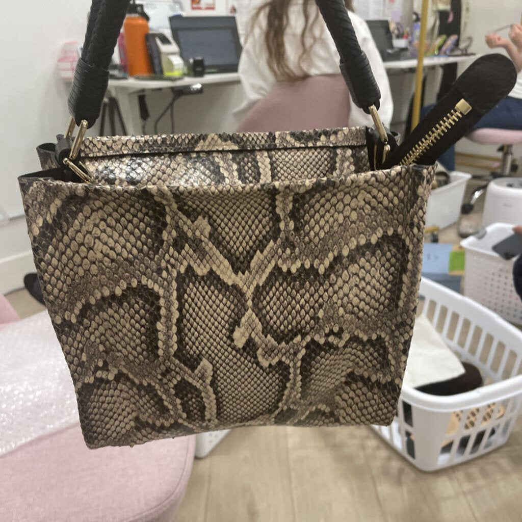 Snakeskin Print Top Handle Bag (895)