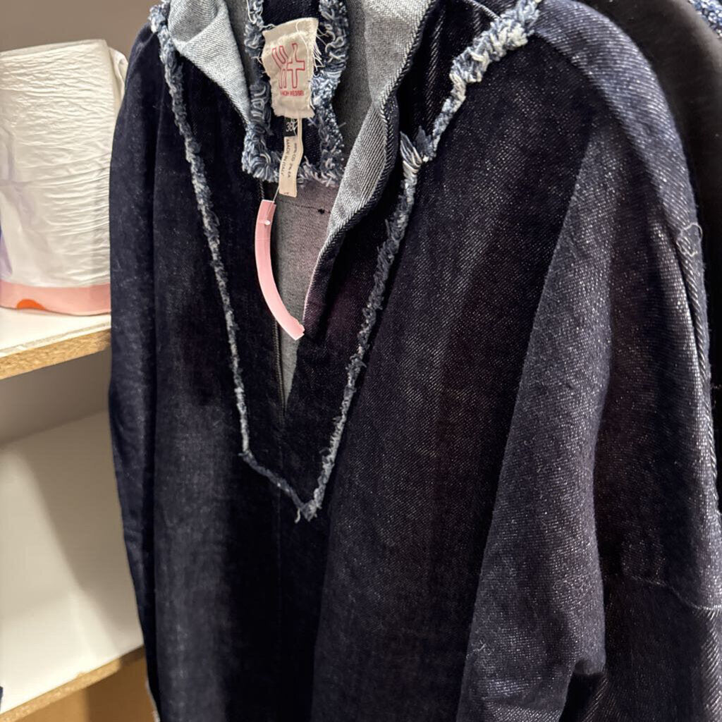 Dark Wash Denim V Neck Top