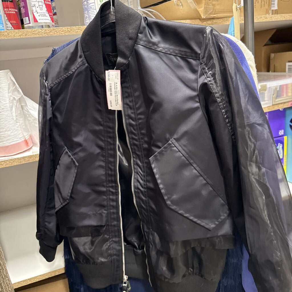 Black Bomber Polymide With Knit Collar/Cuff Jacket