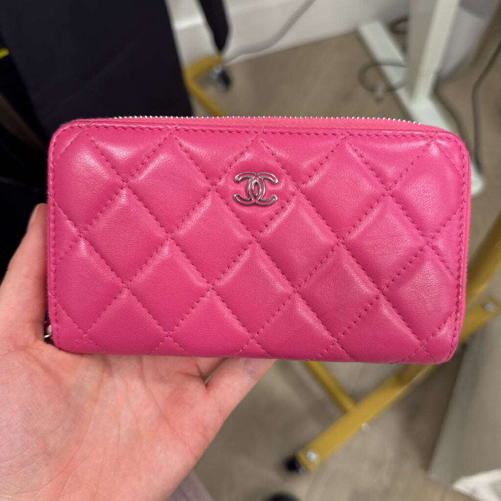 Pink Quilted Lambskin Wallet