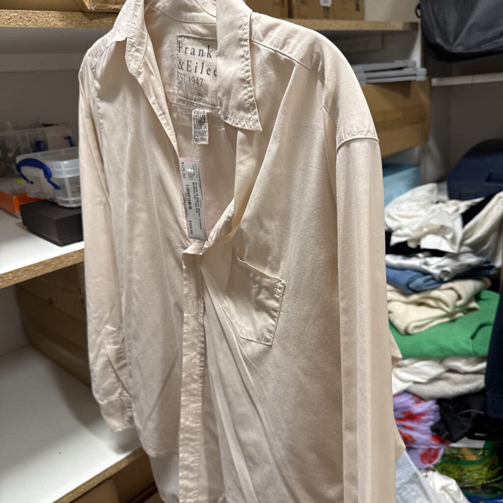 Beige Cotton Button Up Top