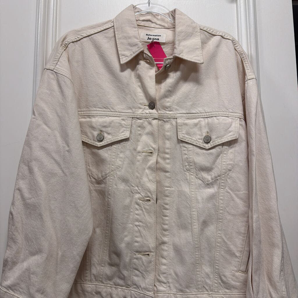 Cream Cotton Trucker Jacket