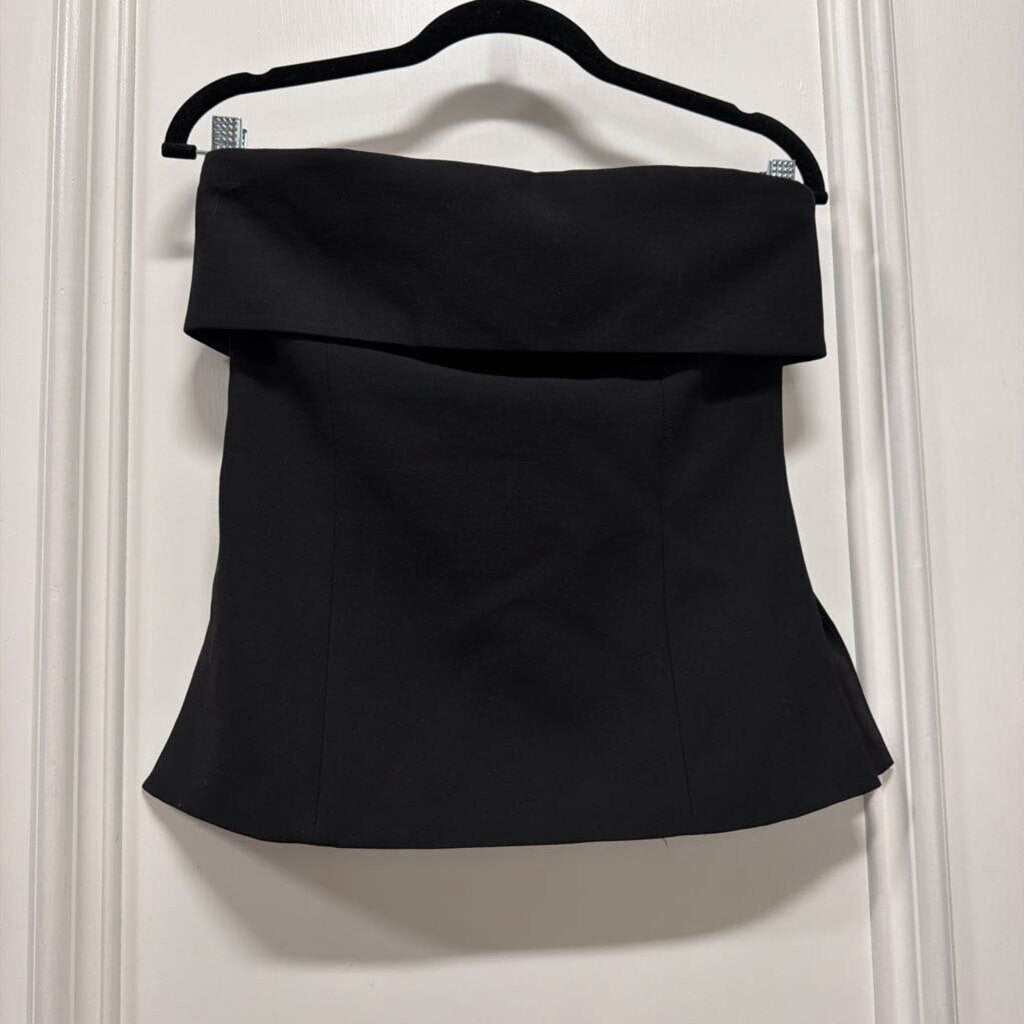 Black Poly Blend Strapless Top