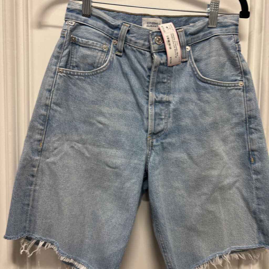 Blue Denim Long Line Shorts