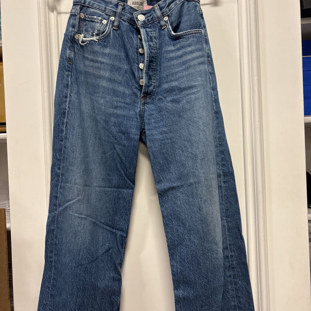 Blue Cotton Straight Leg Jean
