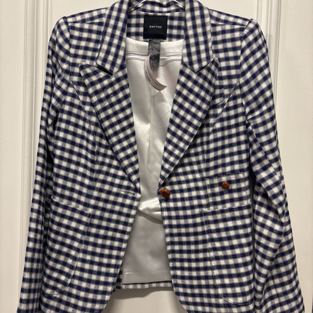 Blue/White Gingham Linen Blazer