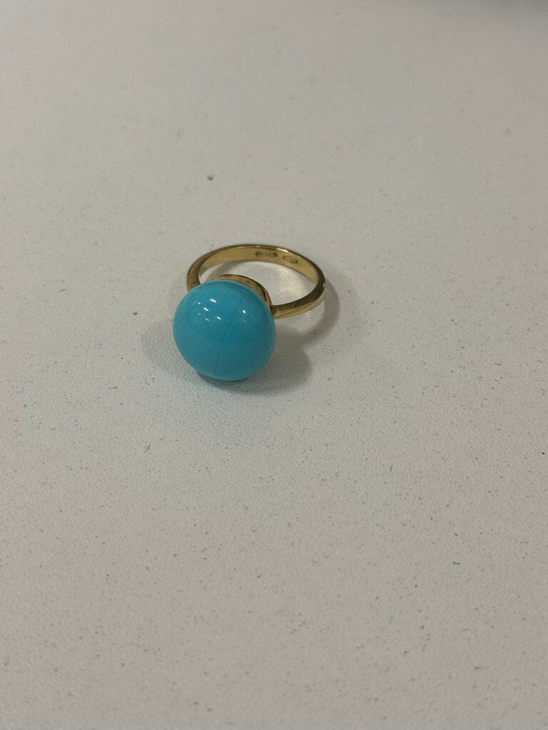 18k Yellow Gold Turquoise Cabochon Ring ($3,600 retail)