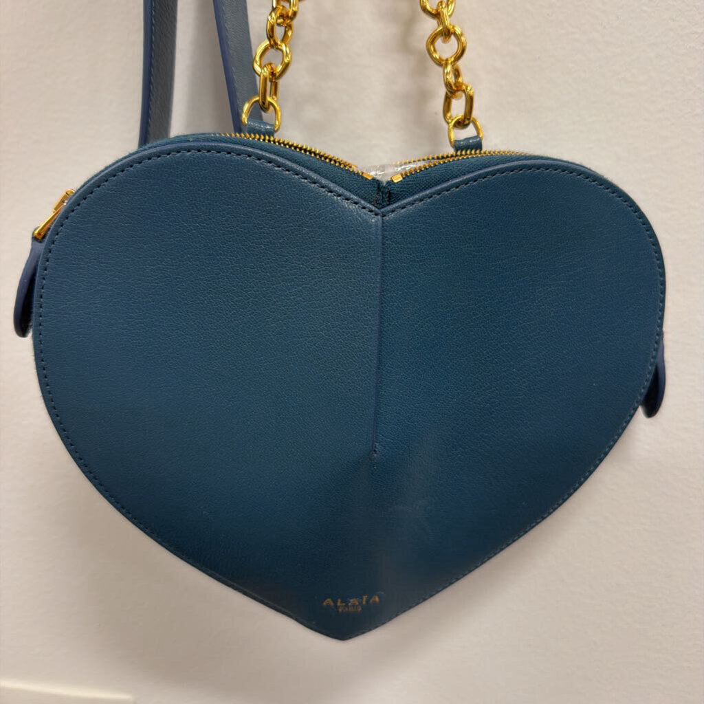 Blue Leather Heart Le Coeur Crossbody