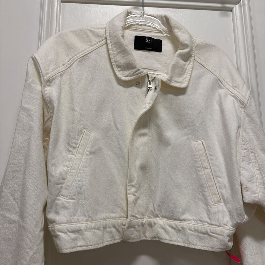 White Denim Crop Jacket