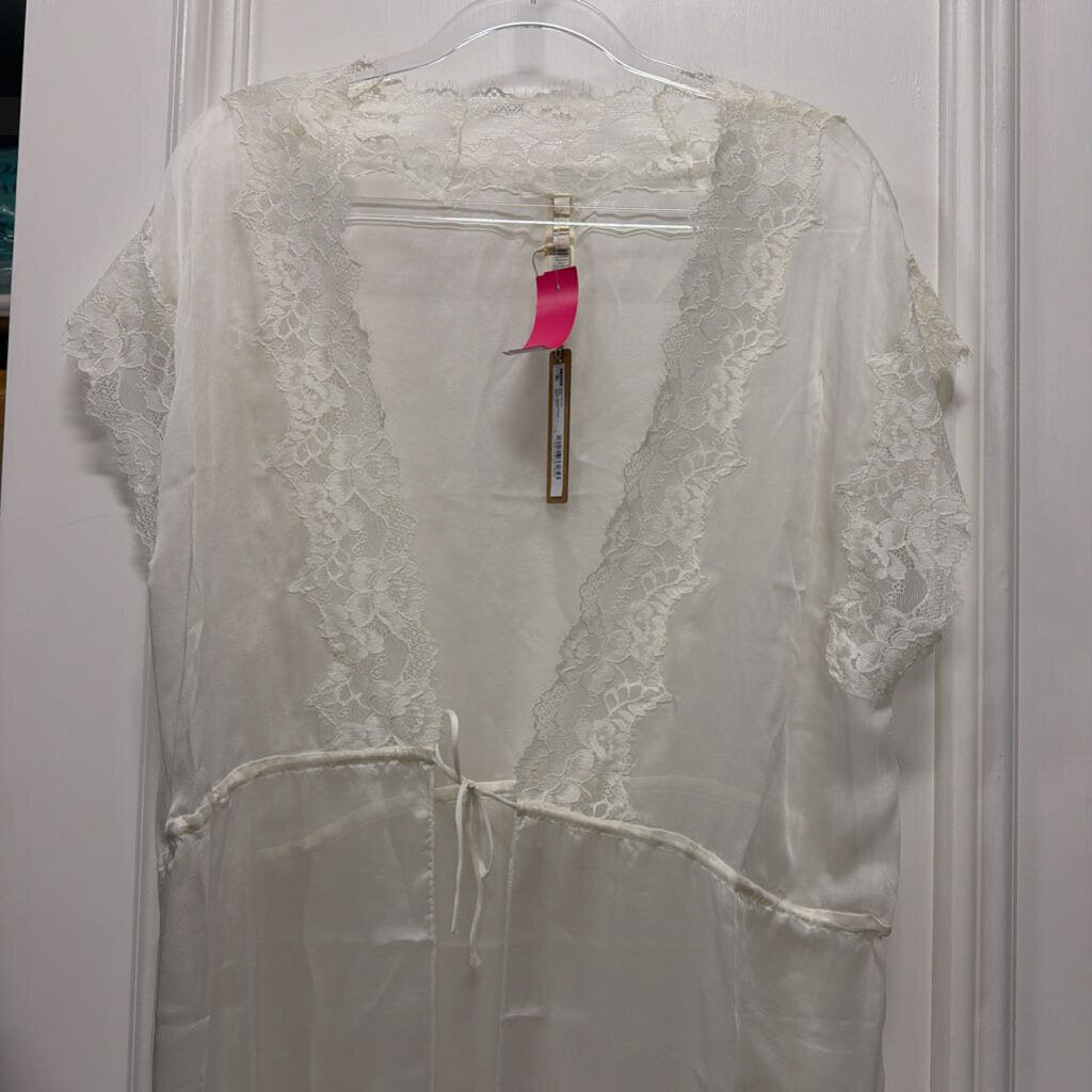 White Silk Lace Trim Robe (NWT $278)