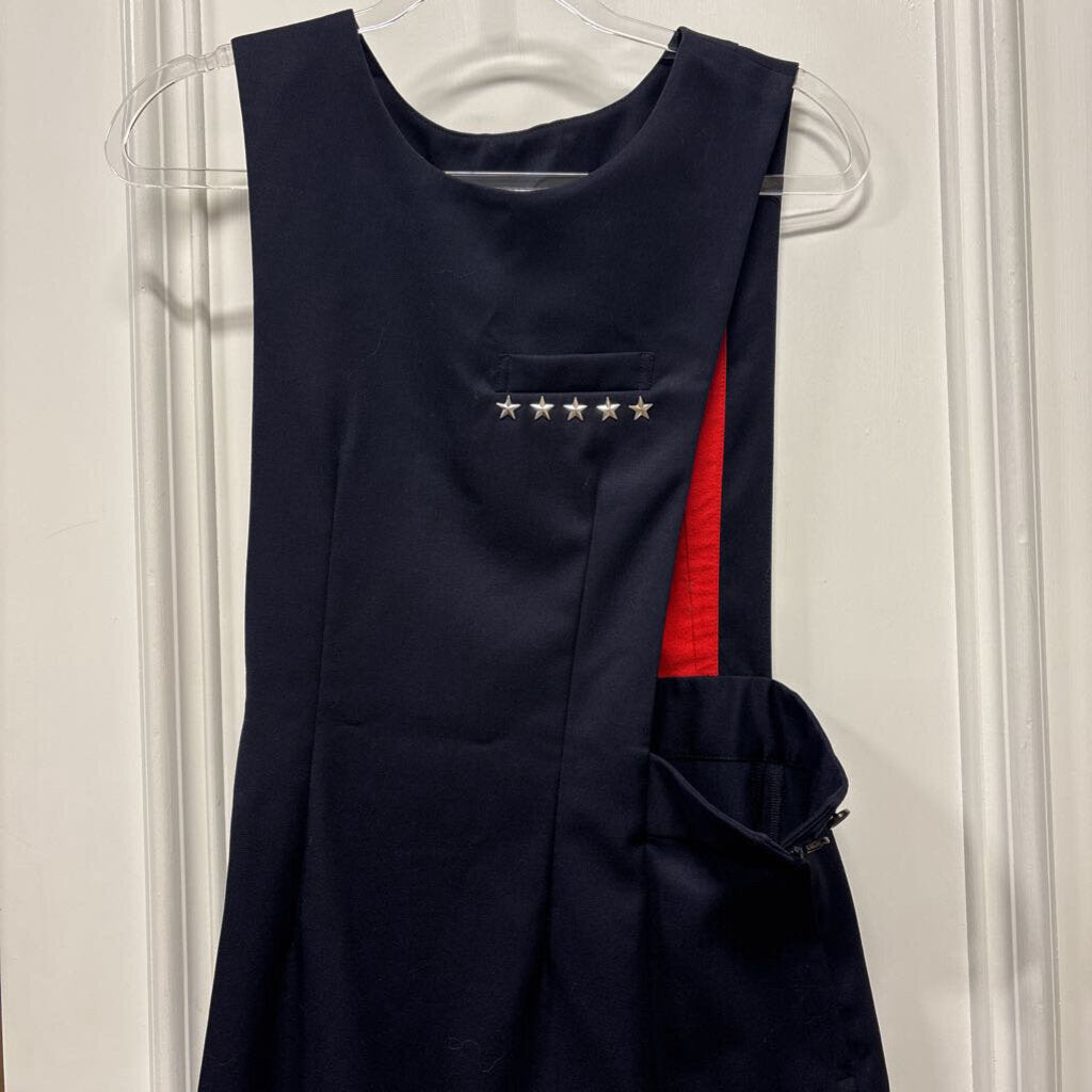 Navy Wool Pinafore Dress