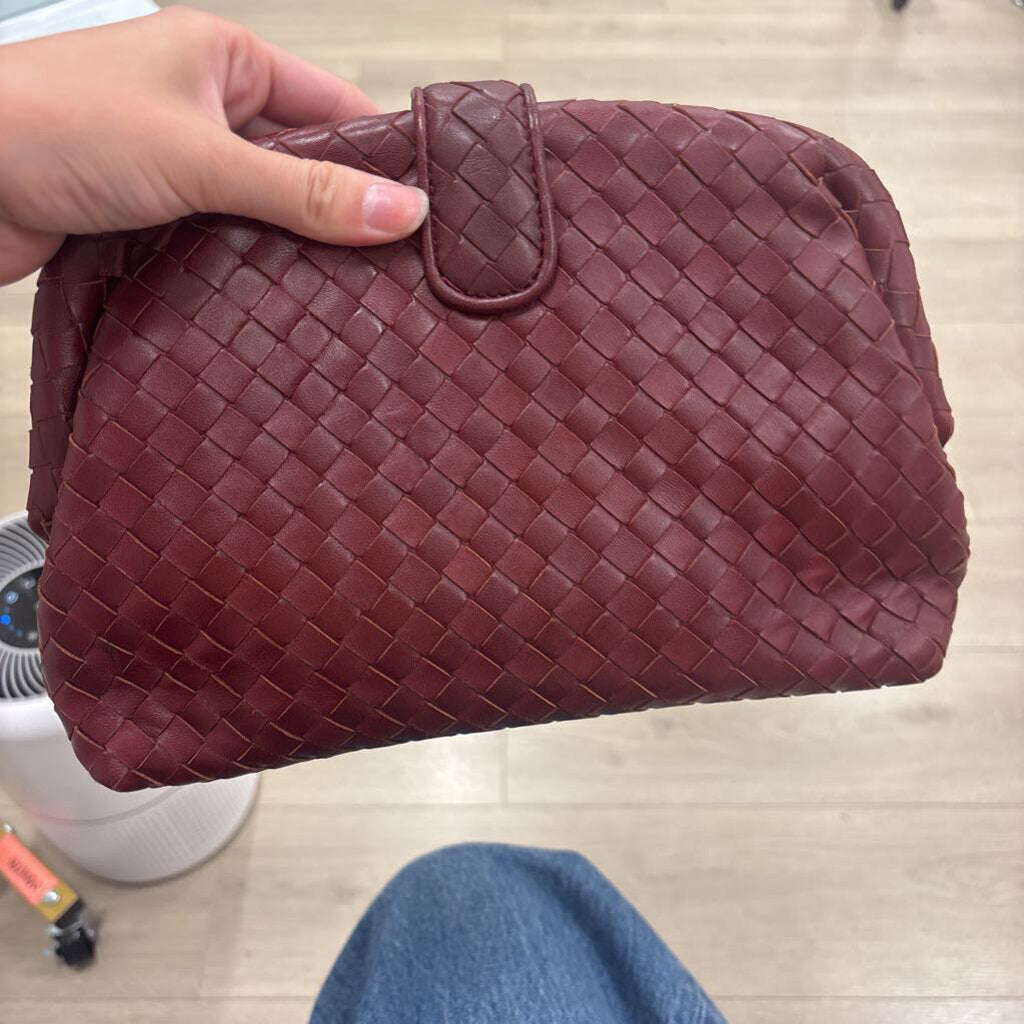 Maroon Intrecciato Clutch