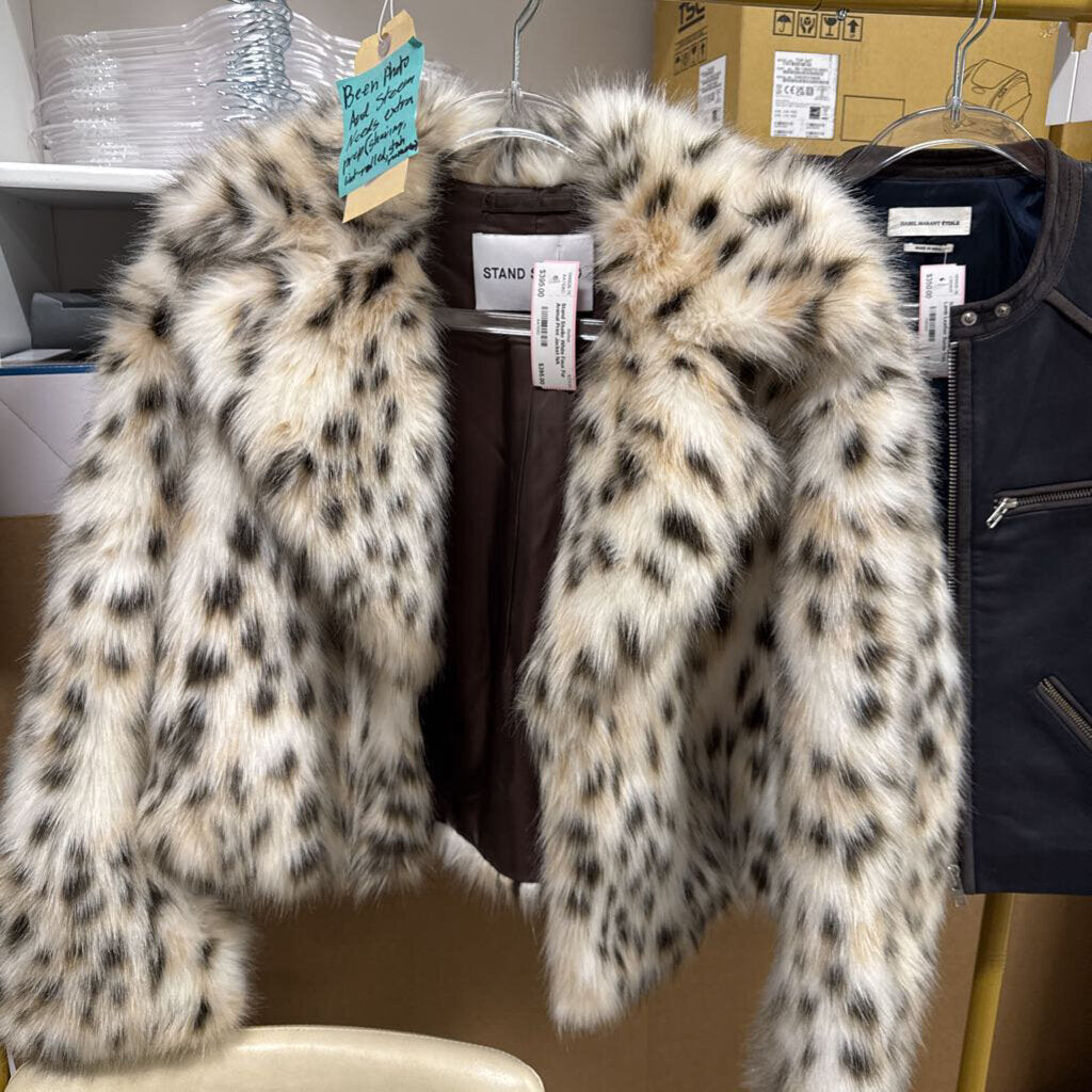 White Faux Fur Animal Print Jacket