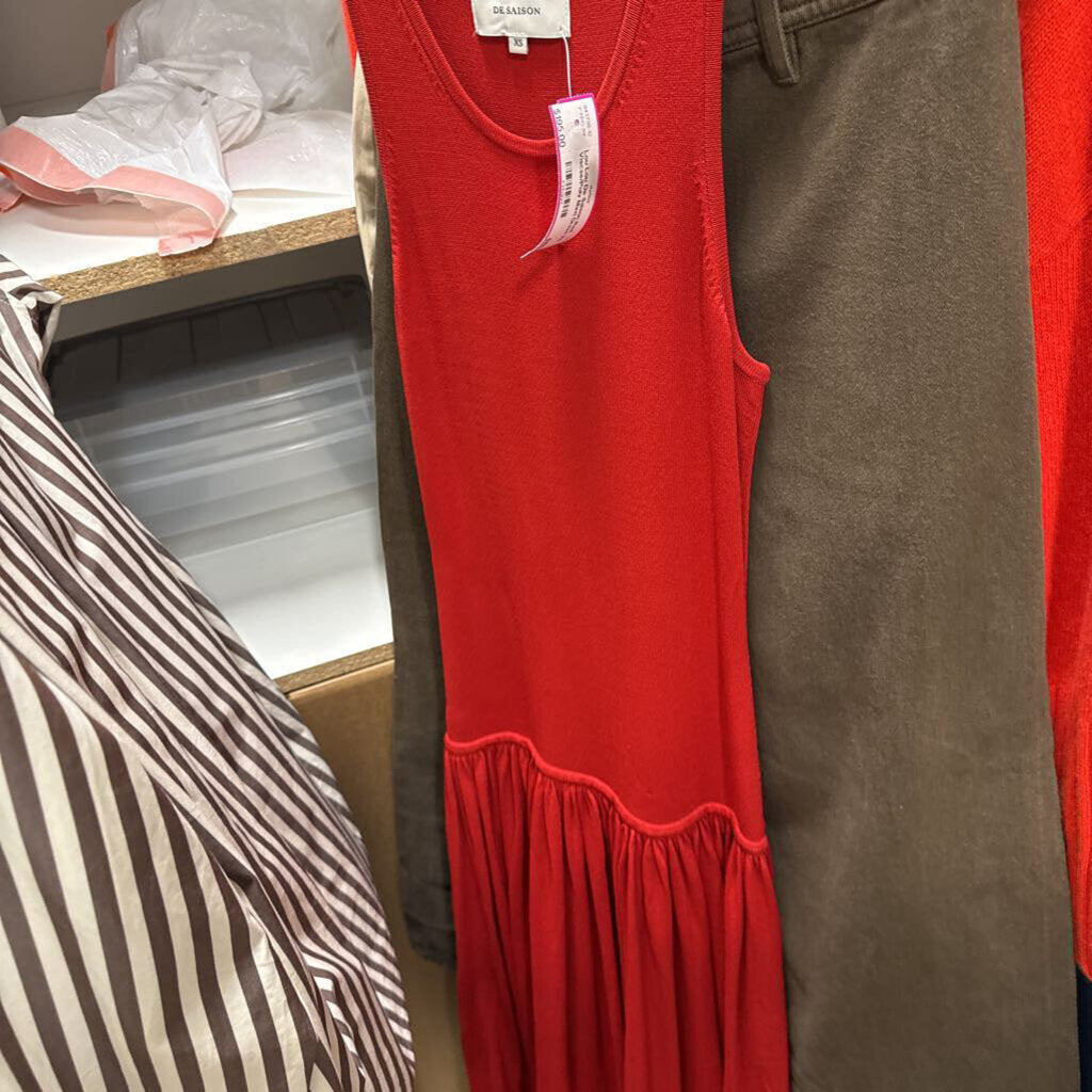 Red Viscse/Poly Maxi Dress